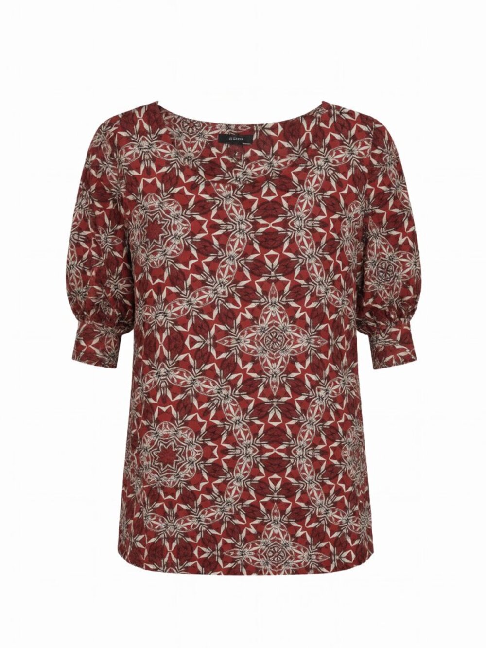 Alfani Red White Women's Red Patterned Blouse L